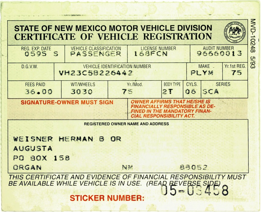 New Mexico Passenger Car License Plates 1912Present including